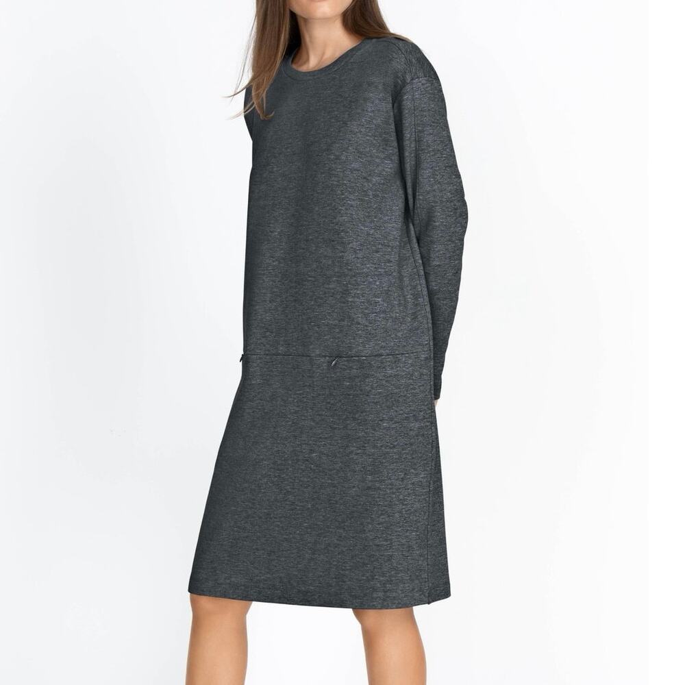 Johnny Was CALME Charcoal Heather Zip Pocket Knit Dress Sz Medium